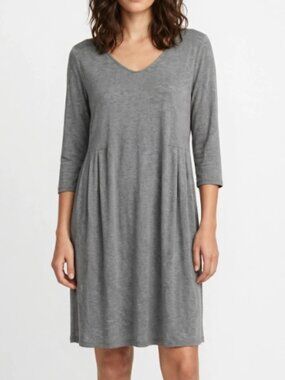 J.Jill Wearever Collection V-Neck M Travel Casual Gray Minimalist Midi Dress